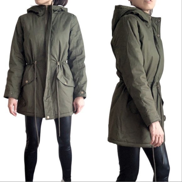 HOODED UTILITY JACKET  - OLIVE - Picture 1 of 7